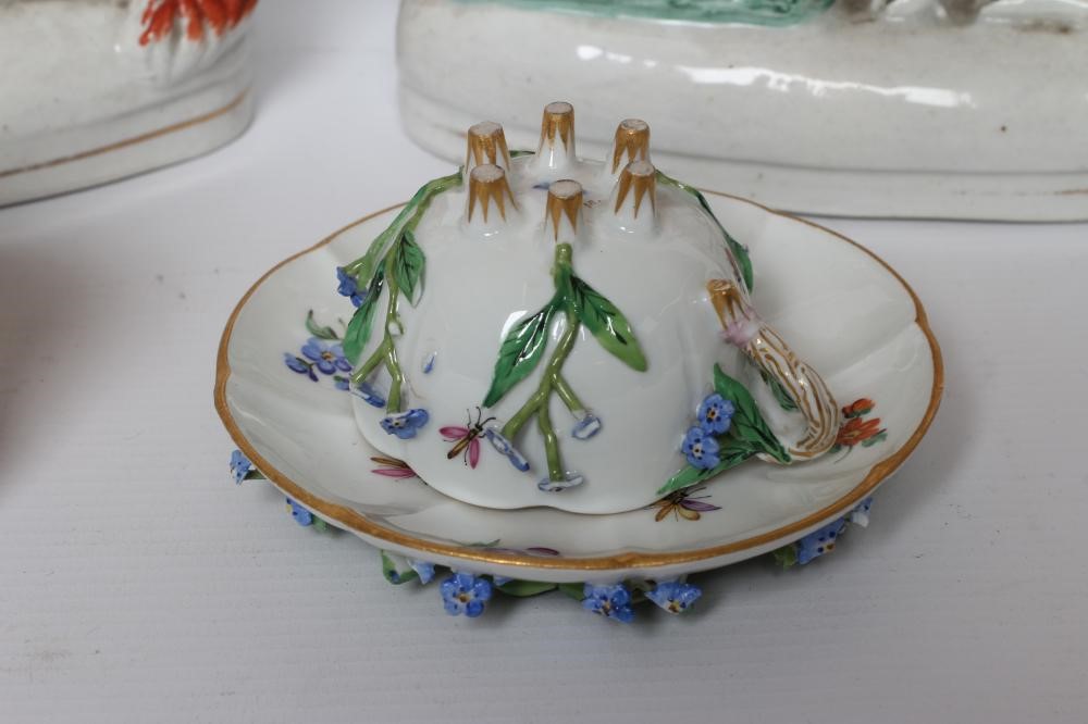A COLLECTION OF CONTINENTAL PORCELAIN comprising a flower encrusted Meissen cabinet cup and saucer Image