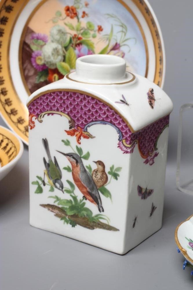 A COLLECTION OF CONTINENTAL PORCELAIN comprising a flower encrusted Meissen cabinet cup and saucer Image