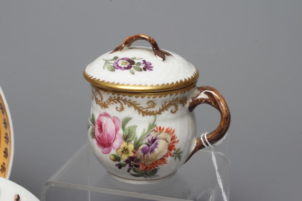 A COLLECTION OF CONTINENTAL PORCELAIN comprising a flower encrusted Meissen cabinet cup and saucer Image