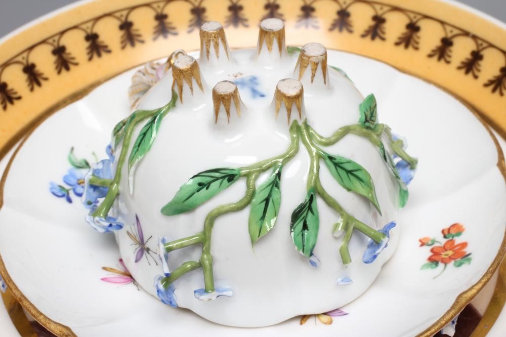 A COLLECTION OF CONTINENTAL PORCELAIN comprising a flower encrusted Meissen cabinet cup and saucer Image