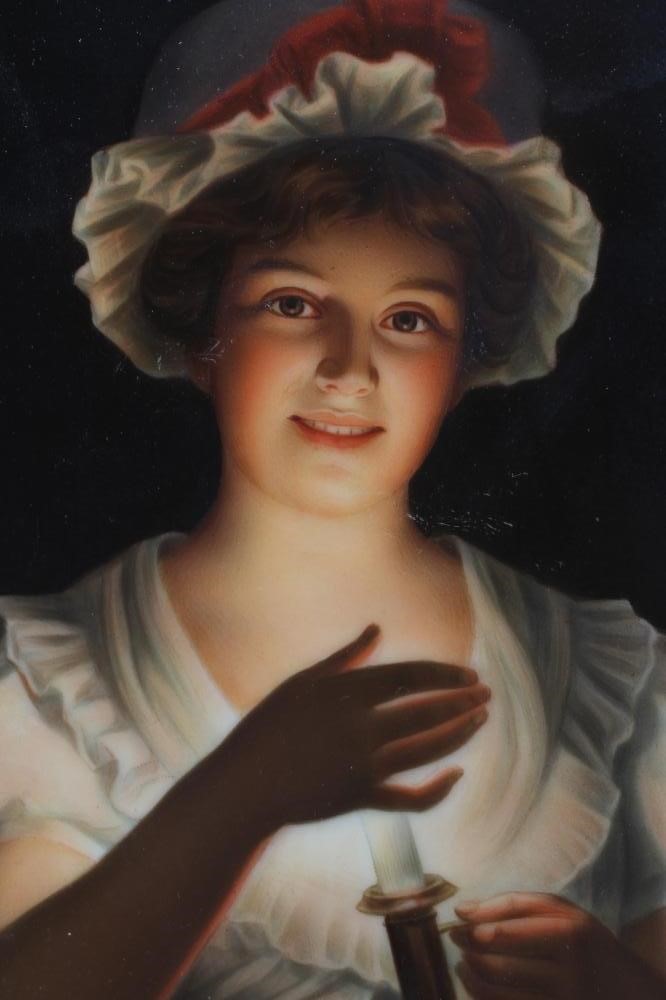 A HOHENBERG PORCELAIN PLAQUE painted by Wagner with a half length portrait of Lisette, signed, Image