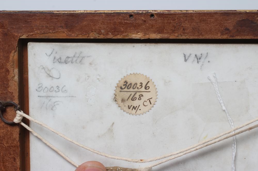 A HOHENBERG PORCELAIN PLAQUE painted by Wagner with a half length portrait of Lisette, signed, Image