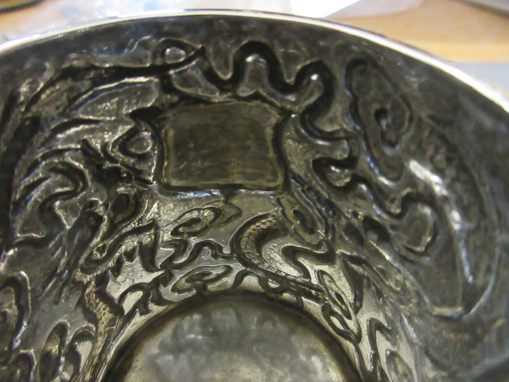 A CHINESE EXPORT SILVER CHRISTENING MUG by Kwong Man Shing (act.1875-1925) Image