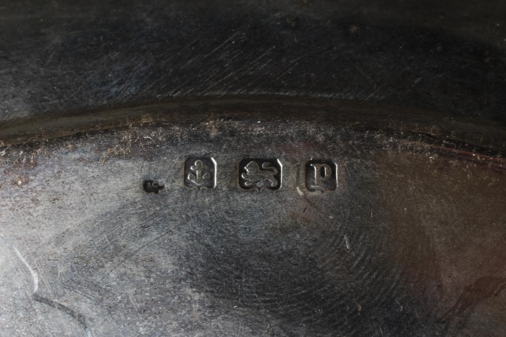 A SILVER DRESSING TABLE TRAY, maker's mark rubbed, Birmingham 1914, of lobed oval form centrally Image