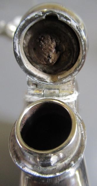 A SILVER HIP FLASK by G & J W Hawksley, Sheffield 1931, of plain rounded oblong form with pull-off Image