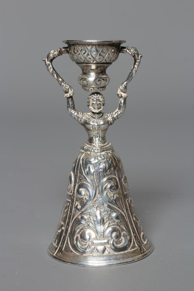 A HANAU SILVER WAGER CUP TABLE BELL by Simon Rosenau Image