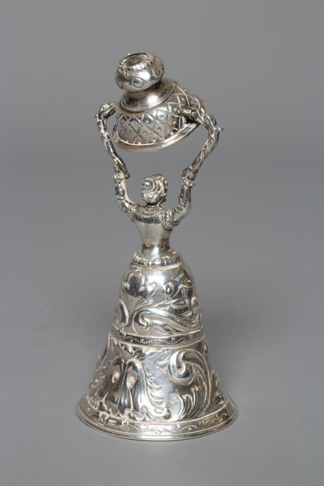 A HANAU SILVER WAGER CUP TABLE BELL by Simon Rosenau Image