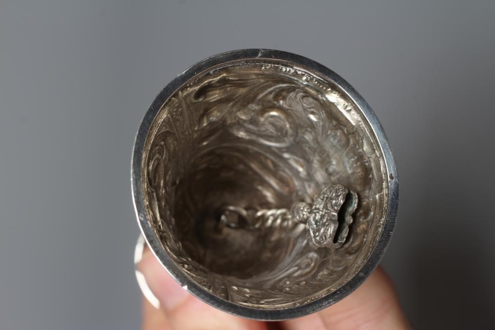 A HANAU SILVER WAGER CUP TABLE BELL by Simon Rosenau Image