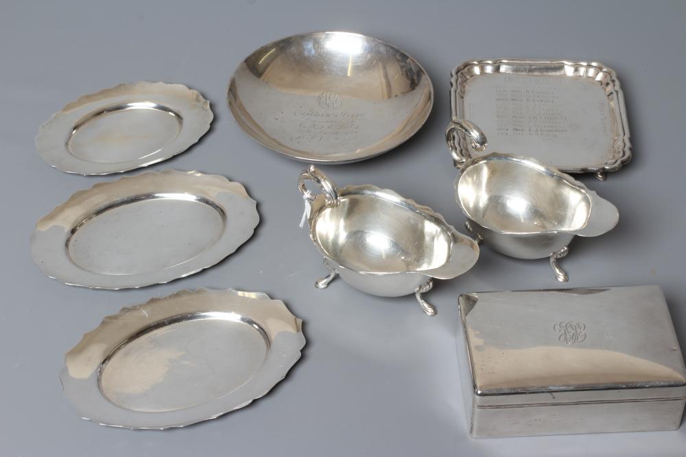 A COLLECTION OF INDIAN COLONIAL SILVER comprising an oblong cigarette box engraved with a Image
