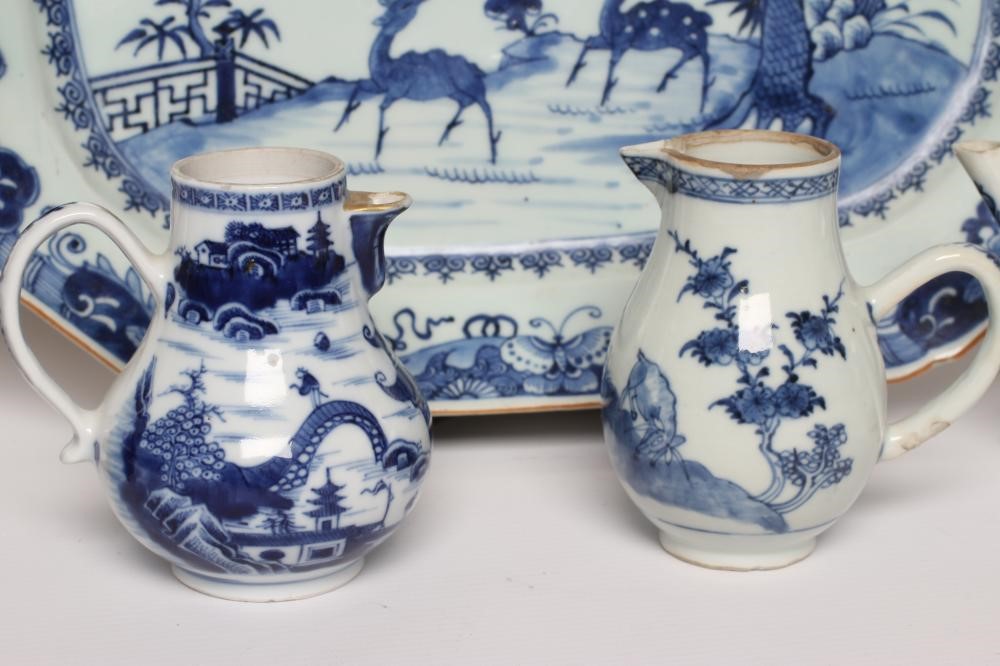 A COLLECTION OF CHINESE BLUE AND WHITE PAINTED PORCELAIN comprising a canted oblong meat dish with Image