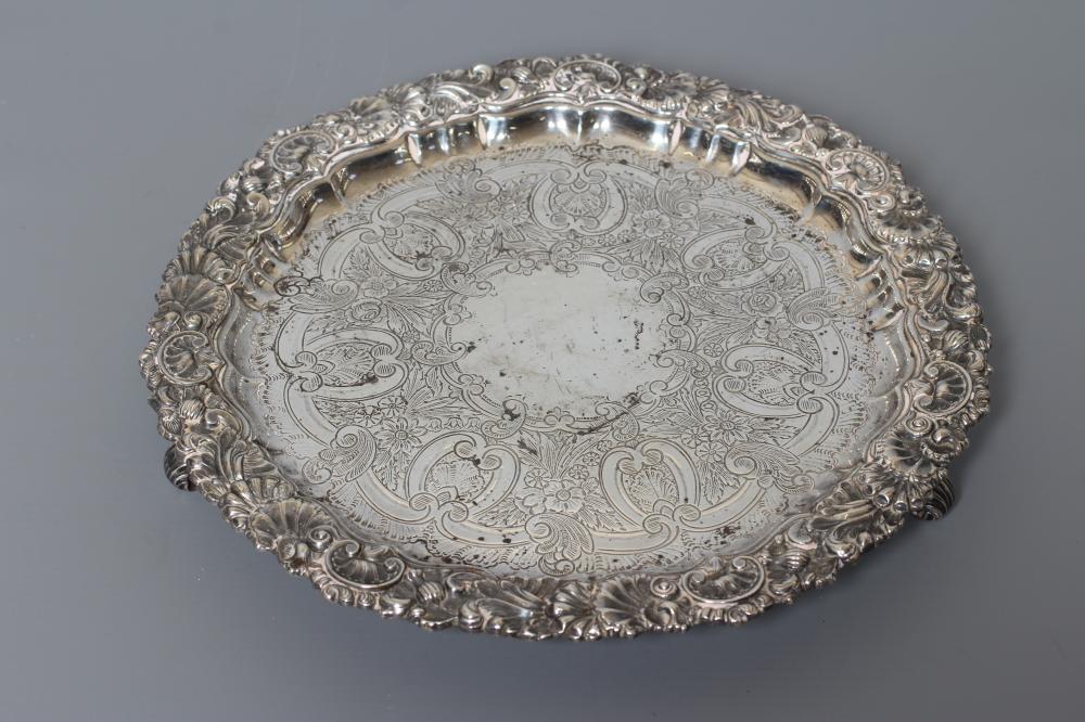 AN EDWARDIAN SILVER SMALL SALVER by William Hutton & Sons Ltd. Image