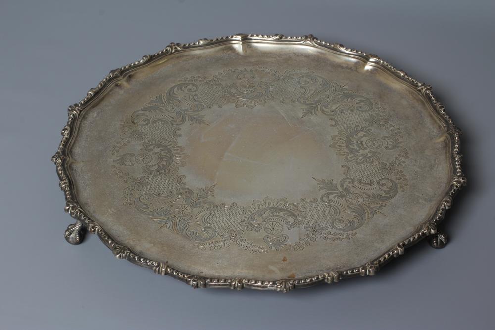 AN EDWARDIAN SILVER SALVER by Hawksworth Image