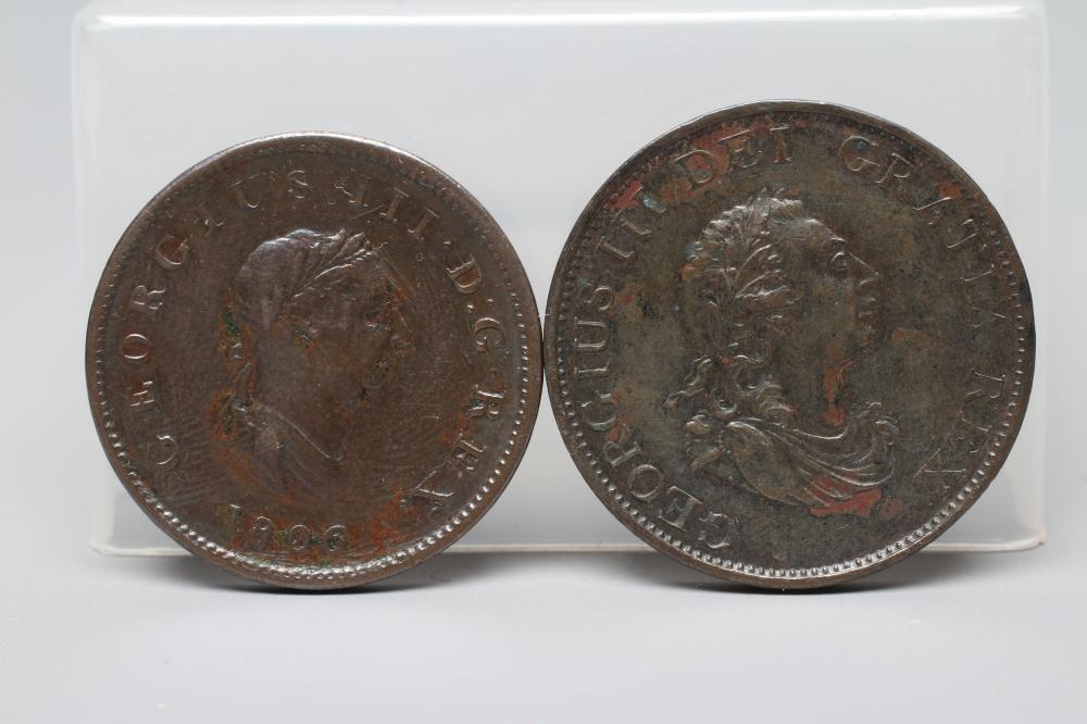 TWO GEORGE III HALFPENNIES, 1799 and 1806 (Est. plus 24% premium inc. VAT) Image
