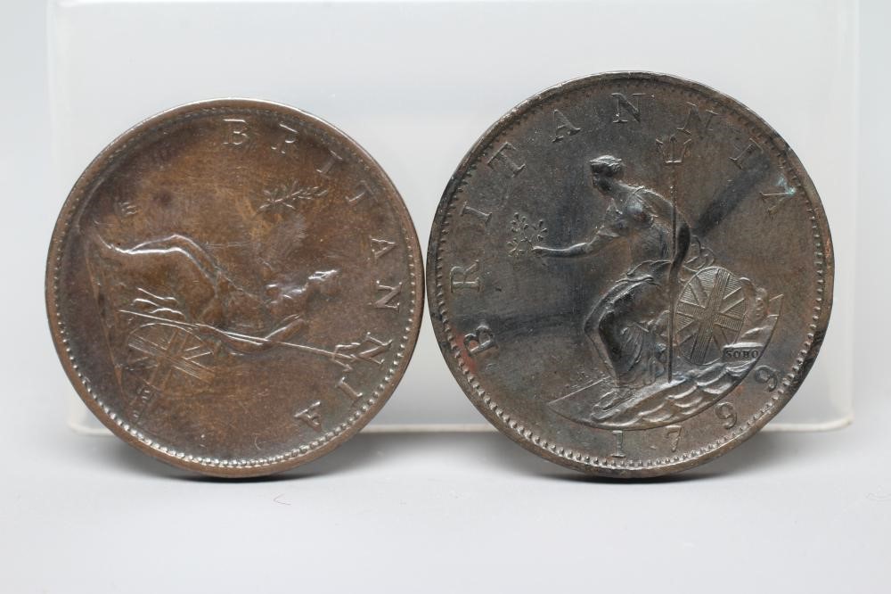 TWO GEORGE III HALFPENNIES, 1799 and 1806 (Est. plus 24% premium inc. VAT) Image