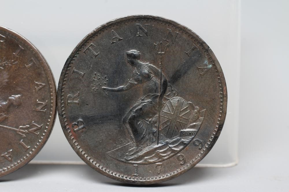 TWO GEORGE III HALFPENNIES, 1799 and 1806 (Est. plus 24% premium inc. VAT) Image