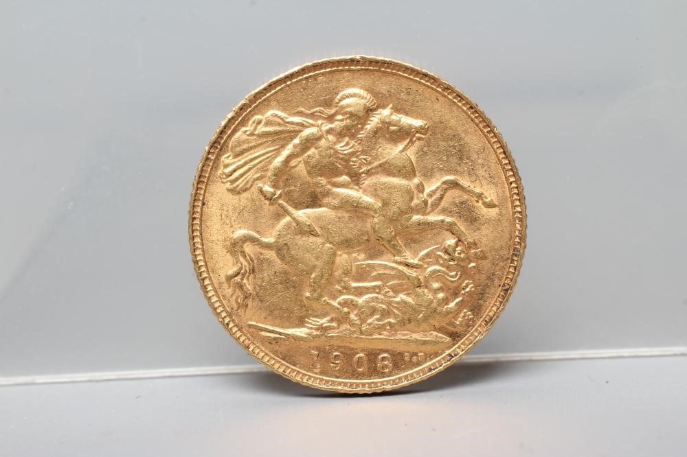 AN EDWARD VII SOVEREIGN, 1908, 8g (Est. plus 20% premium) Image