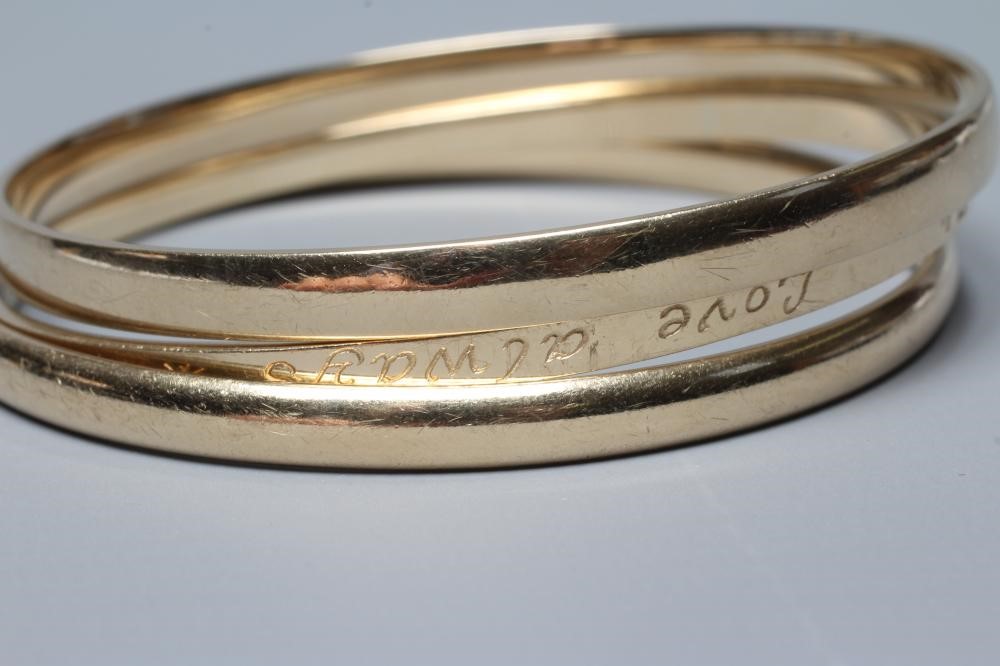 TWO 9CT GOLD BANGLES Image