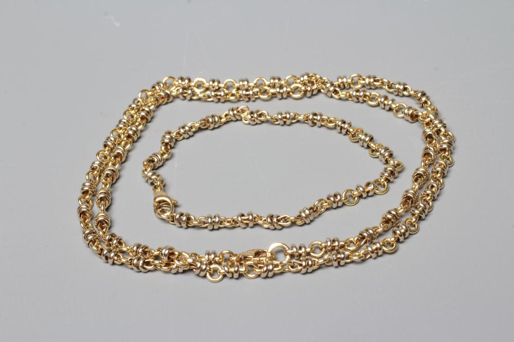 A NECKLACE AND MATCHING BRACELET, both stamped 18k, with lobster clasps, 39.7g total (Est. plus 24% Image