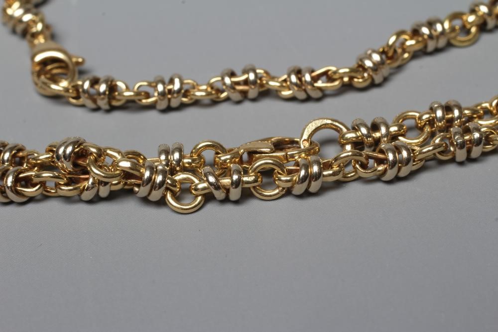 A NECKLACE AND MATCHING BRACELET, both stamped 18k, with lobster clasps, 39.7g total (Est. plus 24% Image