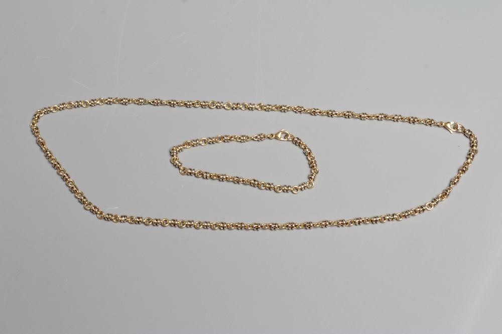 A NECKLACE AND MATCHING BRACELET, both stamped 18k, with lobster clasps, 39.7g total (Est. plus 24% Image