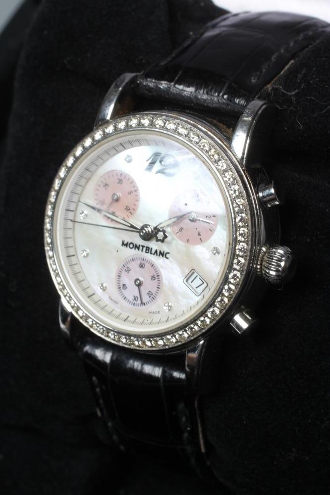 A LADY'S MONTBLANC DIAMOND ARTISAN MEISTERSTUCK CHRONOGRAPH Image