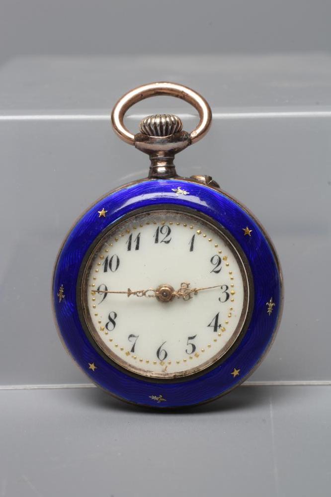 A LADY'S TOP WIND SILVER FOB WATCH Image
