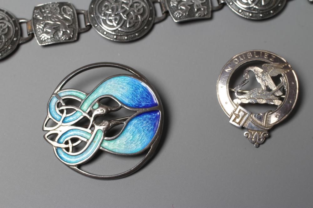 A COLLECTION OF SCOTTISH SILVER JEWELLERY comprising a John Hart Iona Graham clan badge Image