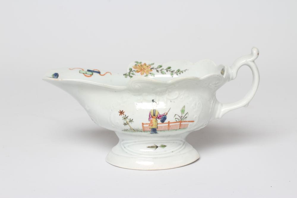 A WORCESTER PORCELAIN HIGH-FOOTED SAUCEBOAT Image