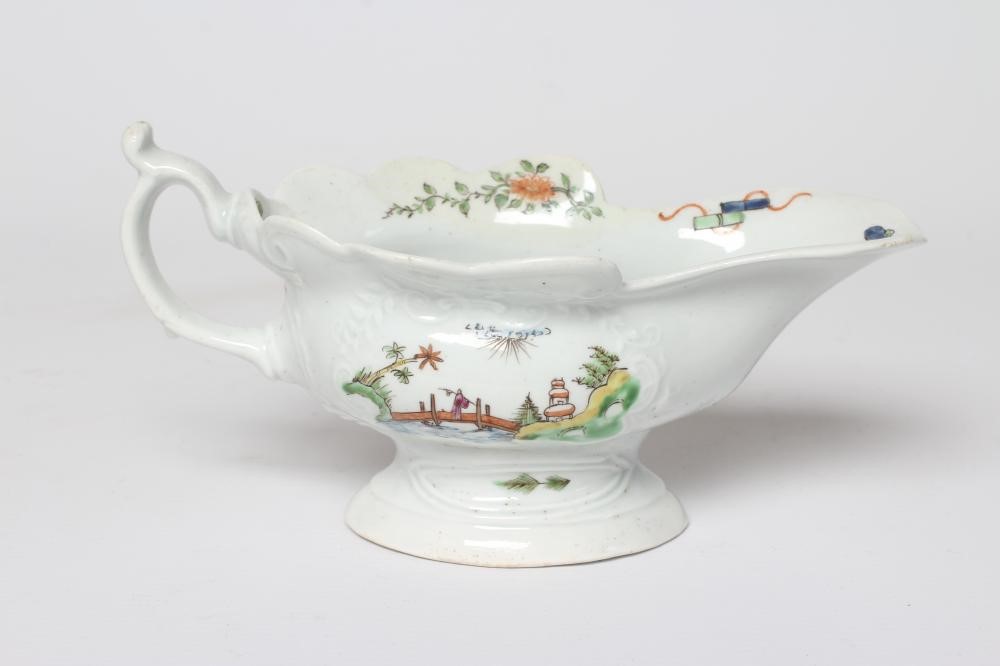 A WORCESTER PORCELAIN HIGH-FOOTED SAUCEBOAT Image