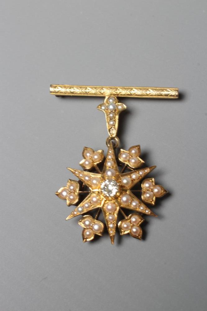 A DIAMOND AND SEED PEARL STAR PENDANT Image