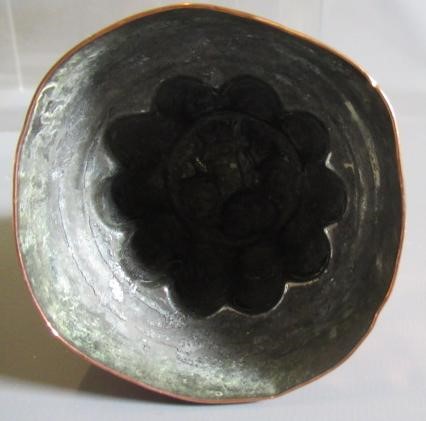 TWO SETS OF THREE SMALL VICTORIAN COPPER JELLY MOULDS of fluted tapering cylindrical form Image