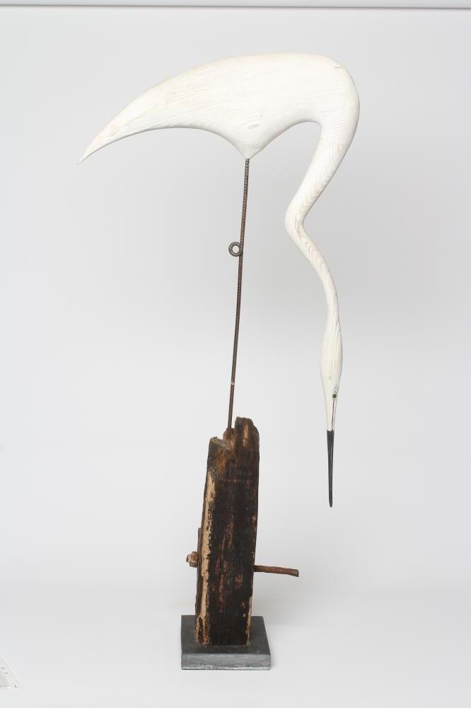 GEOFFREY BICKLEY (b.1947) - a white washed carved Egret Image