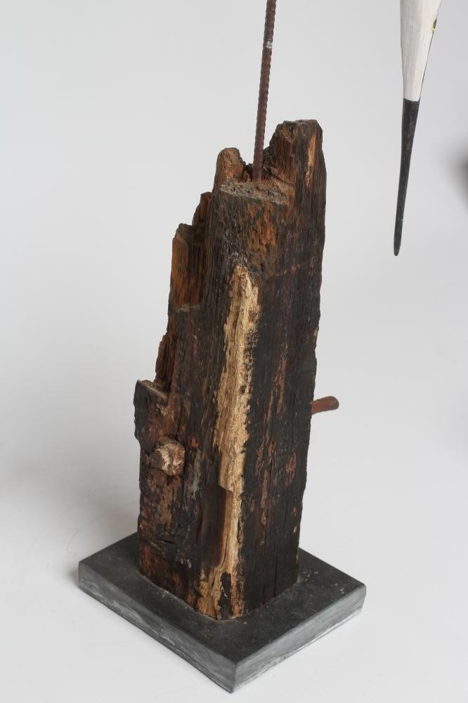 GEOFFREY BICKLEY (b.1947) - a white washed carved Egret Image