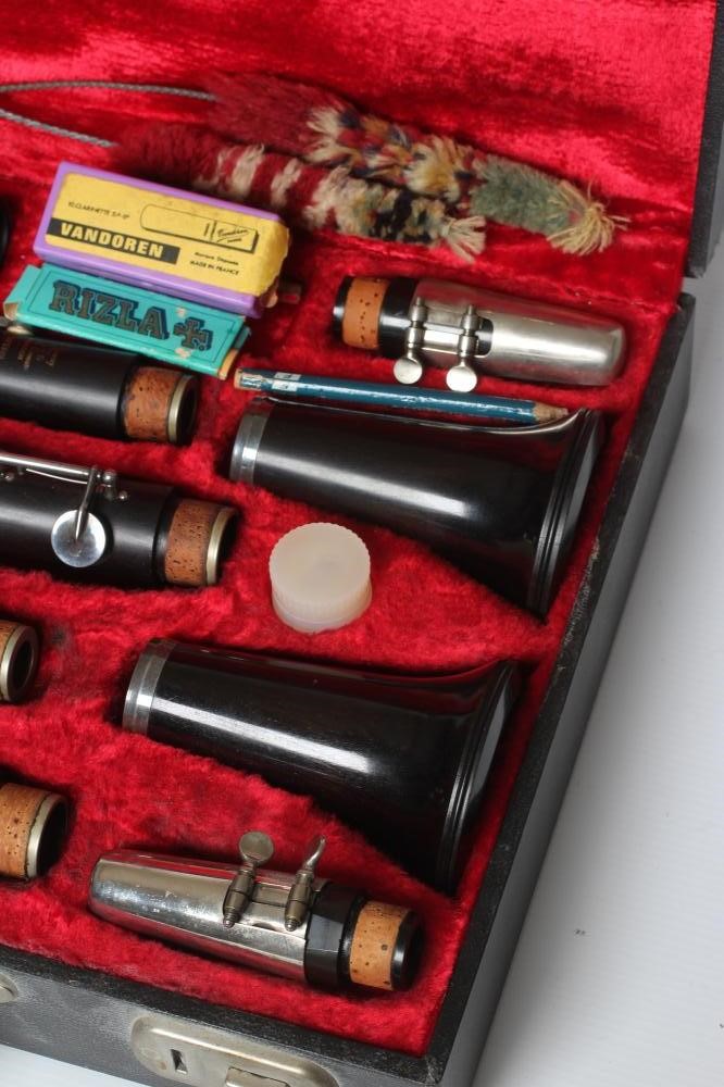 A PAIR OF BOOSEY & HAWKES EMPEROR B? CLARINETS, polished wood with bakelite (?) bells, serial Image