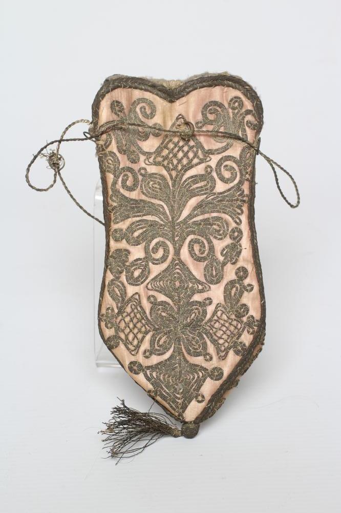 A PINK SILK DRAWSTRING PURSE Image