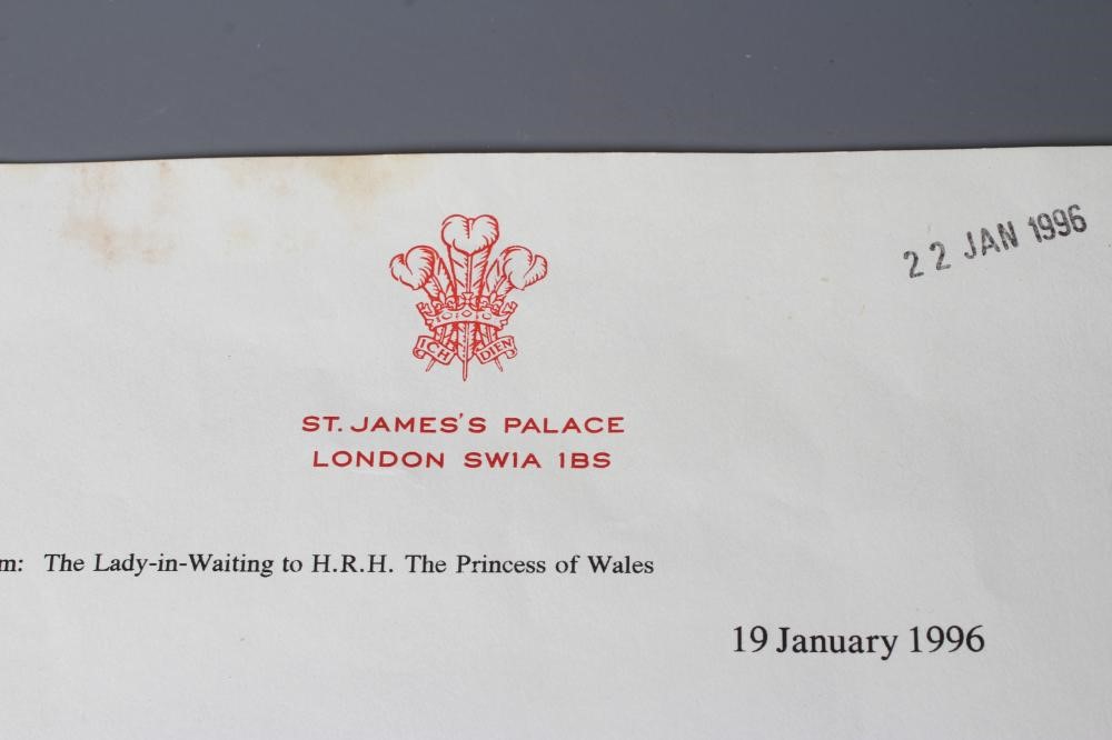 A SIGNED LETTER FROM PRINCESS DIANA on Kensington Palace paper Image