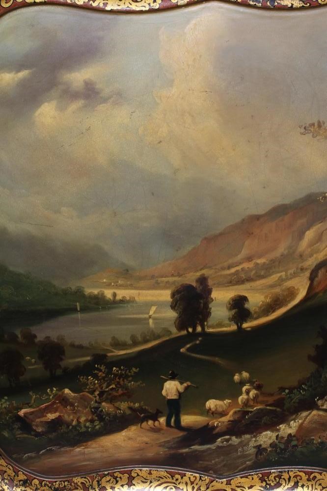 A VICTORIAN BLACK LACQUERED PAPIER MACHE TRAY BY JENNENS & BETTRIDGE Image