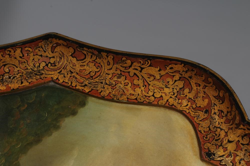 A VICTORIAN BLACK LACQUERED PAPIER MACHE TRAY BY JENNENS & BETTRIDGE Image