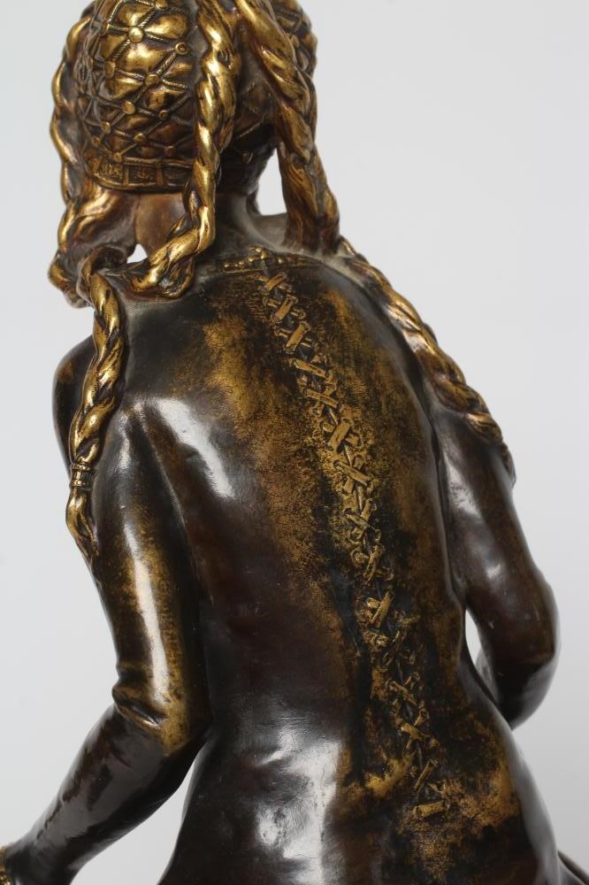 ALEXANDRE CLERGET (French 1856-1931) Lady wearing medieval costume, gilded bronze, signed 'A Image