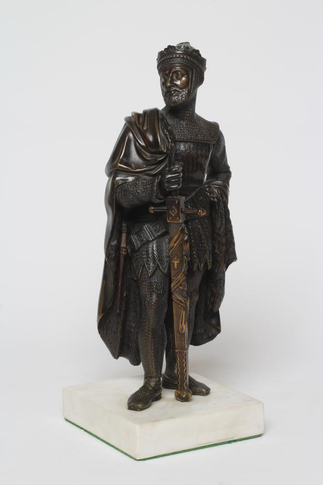 BRITISH SCHOOL (20th century) Bronze of a Medieval King wearing chainmail and holding a sword, Image