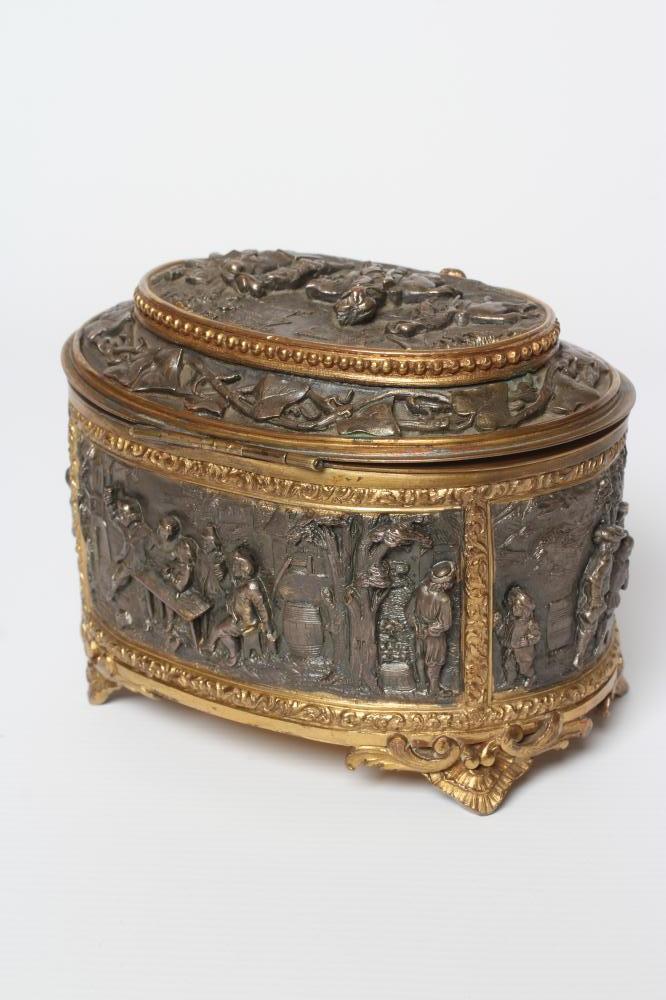 A FRENCH GILDED ORMOLU OVAL JEWELLERY CASKET Image