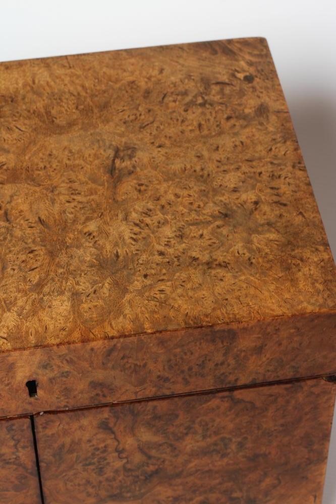 A VICTORIAN WALNUT DESK TOP TIDY the hinged top opening to reveal a paper organiser with leather pen Image