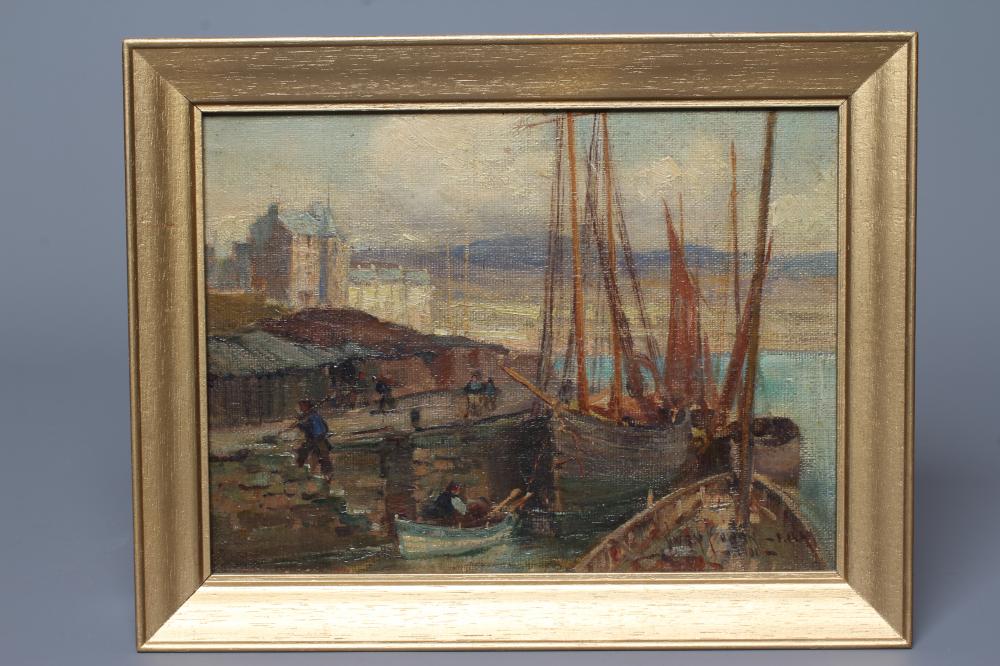 OWEN BOWEN (1873-1967) Port of St Mary, Isle of Man, signed lower left, oil on canvas board, 5" x Image