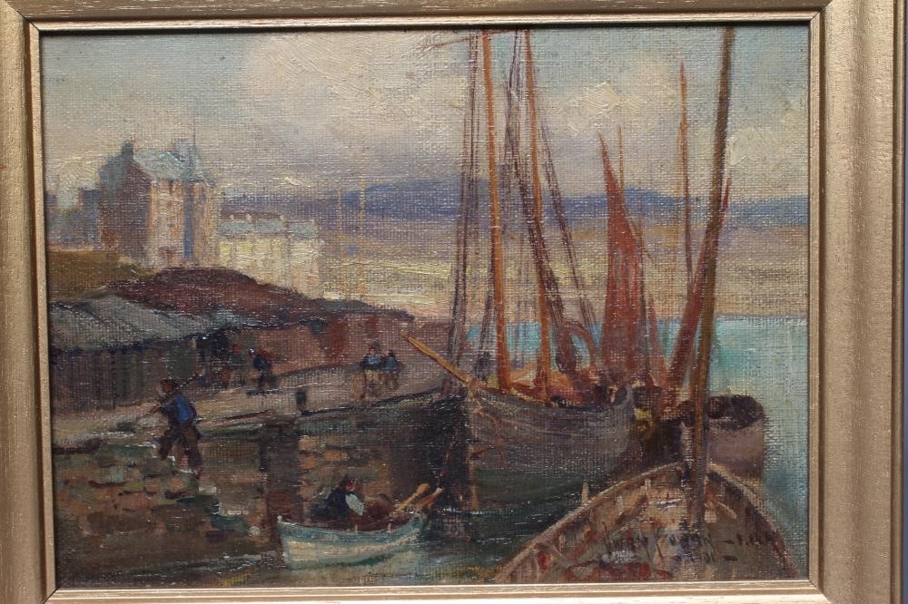 OWEN BOWEN (1873-1967) Port of St Mary, Isle of Man, signed lower left, oil on canvas board, 5" x Image