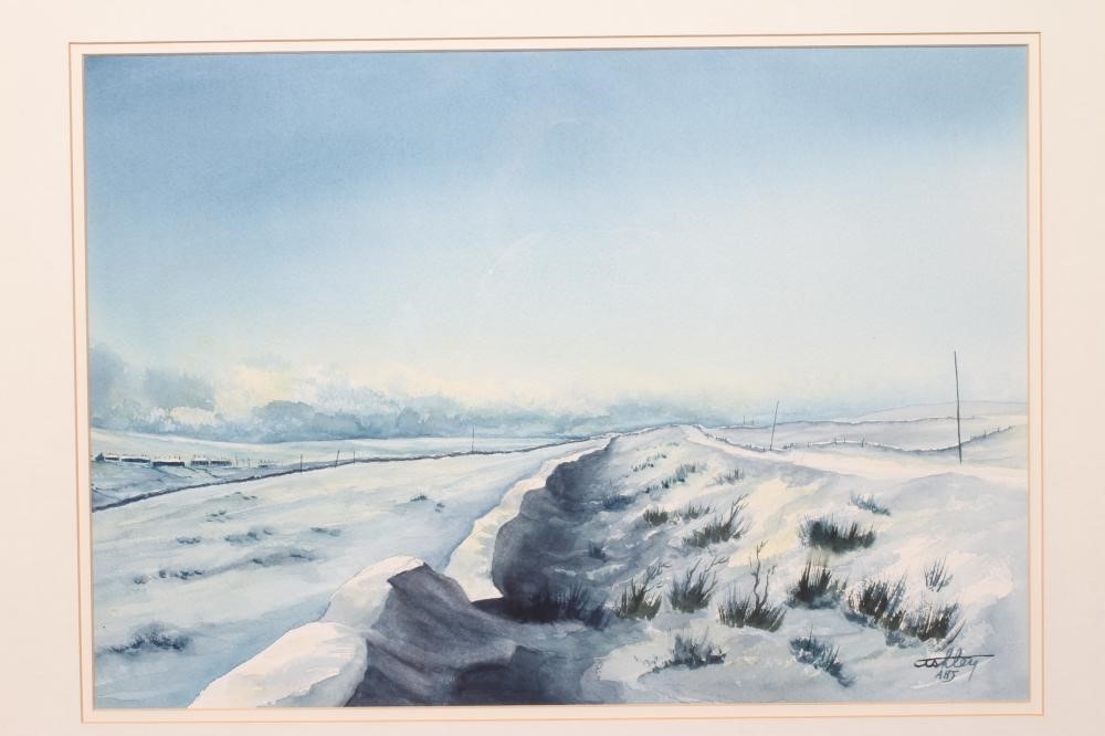 ASHLEY JACKSON (b.1940) Snowbound Road, signed lower right, watercolour, 14" x 20", framed and Image
