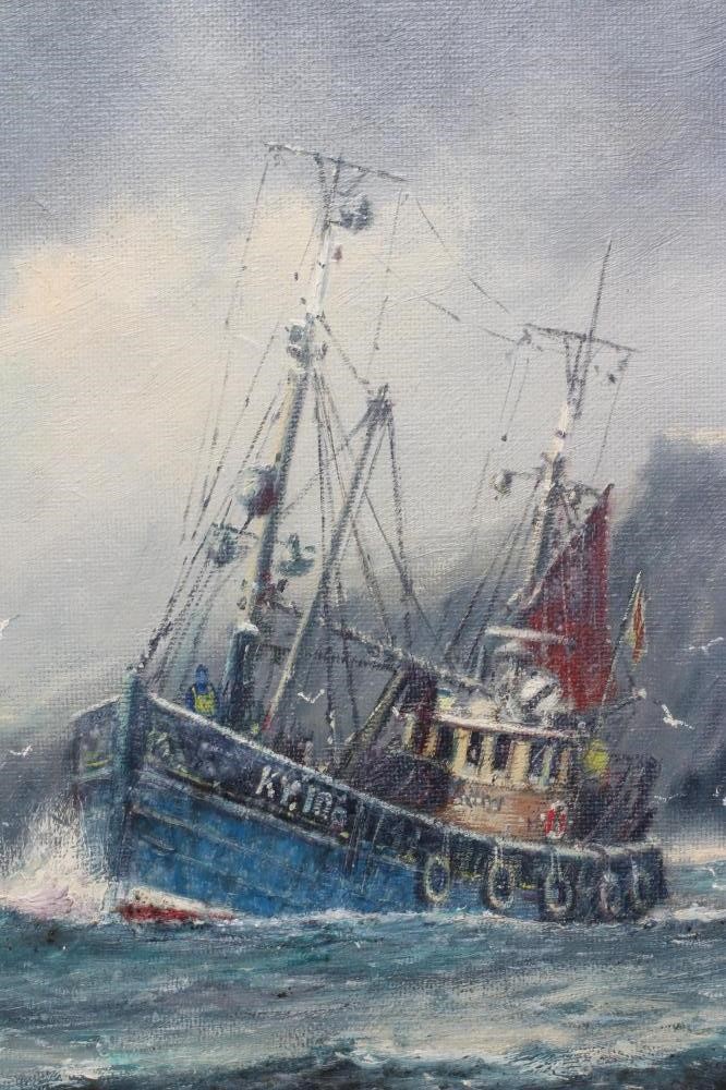 JACK RIGG (1927-2023) Fisherman, signed lower right, oil on canvas board, 13 1/2" x 19", modern gilt Image