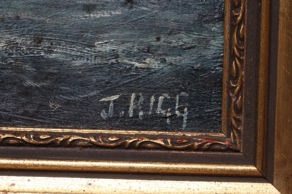 JACK RIGG (1927-2023) Fisherman, signed lower right, oil on canvas board, 13 1/2" x 19", modern gilt Image