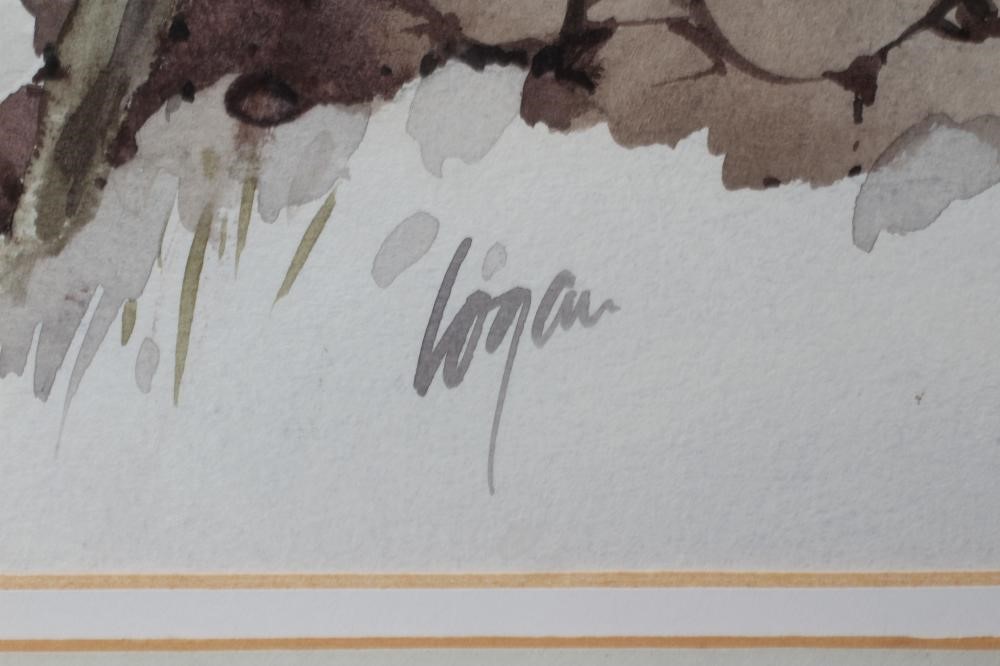 TERRY LOGAN (b.1938) Snowbound Yorkshire Farm, signed lower right, watercolour heightened with Image