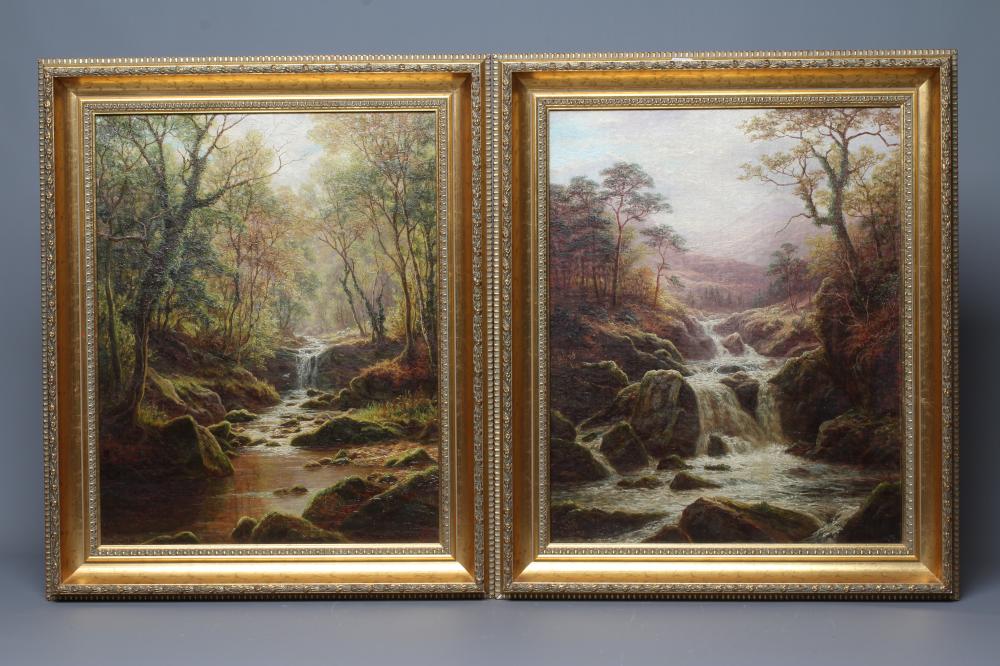WILLIAM MELLOR (1851-1931) A Ghyll near Ilkley and View of a Ghyll with Mountains Beyond, a pair, Image
