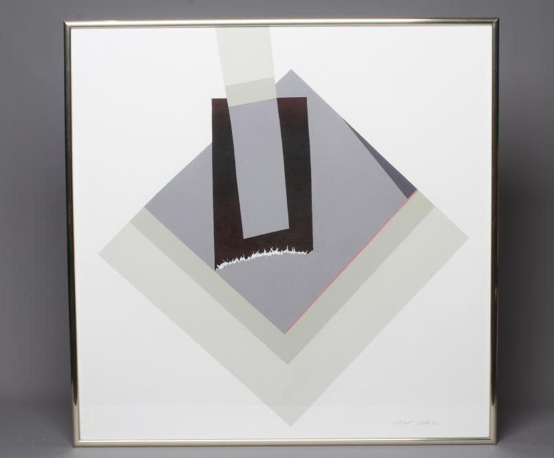 STUART WALTON (b.1933) Abstract, signed lower right and dated '86, oil on canvas laid on board, 30" Image